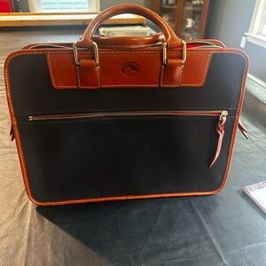 Dooney & Bourke navy & brown leather briefcase